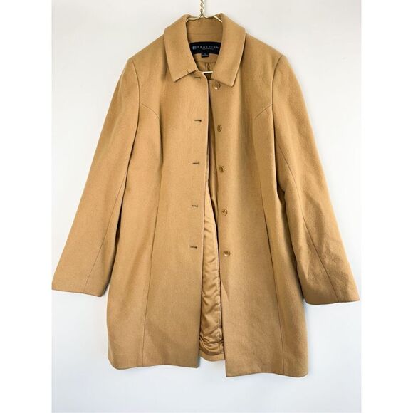 Reaction Kenneth Cole Women's Brown Single Breasted Overcoat Jacket Size 12 - Picture 1 of 6